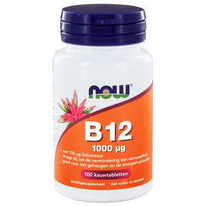 NOW - Vitamine B12 Kauwtabletten 1000 mcg (met 100 mcg foliumzuur)