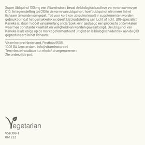 Vitaminstore Super Ubiquinol 100 mg (co-enzym Q10) afbeelding
