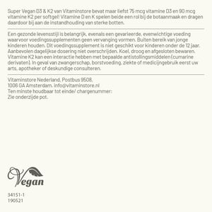Vitaminstore Super vegan D3 & K2 afbeelding