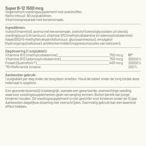 Vitaminstore Super vitamine B12 1500 mcg zuigtabletten met folaat afbeelding
