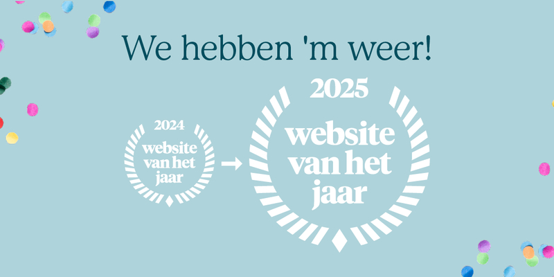 Afbeelding van foto van website van het jaar logo en confetti