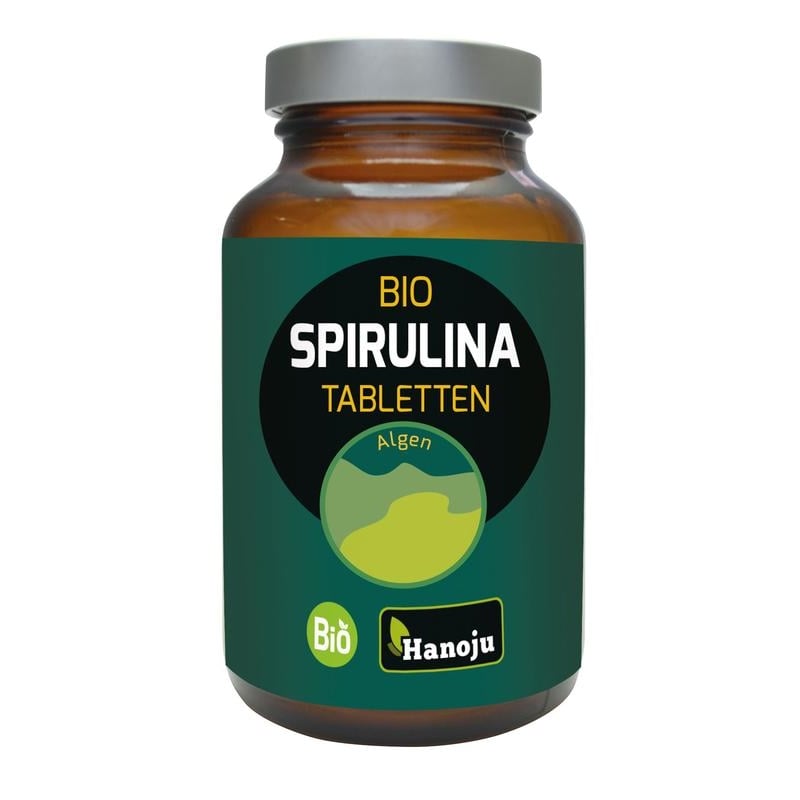 Hanoju Organic Spirulina 400 mg glass bottle image