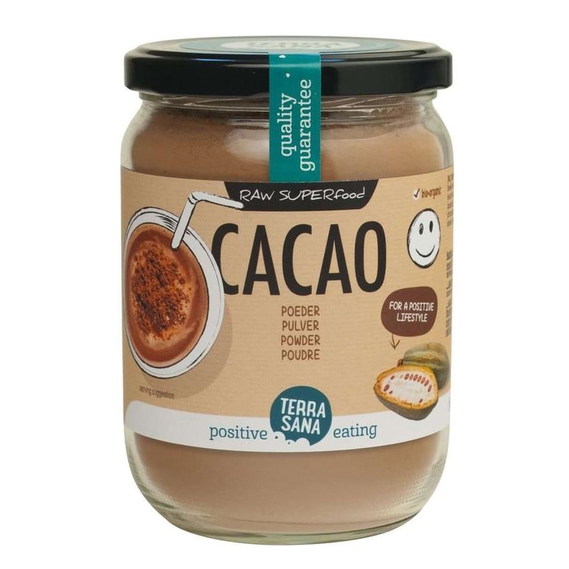 TerraSana RAW cacao antioxidant poeder in glas afbeelding