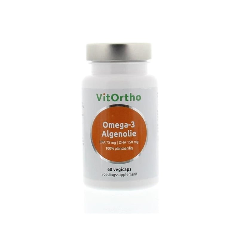 Vitortho Omega-3 Algenolie- EPA75 mg DHA 150 mg Vitortho Omega-3 Algenolie- EPA75 mg DHA 150 mg afbeelding