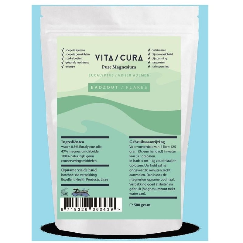 Vitacura Magnesium zout/flakes eucalyptus Vitacura Magnesium zout/flakes eucalyptus afbeelding