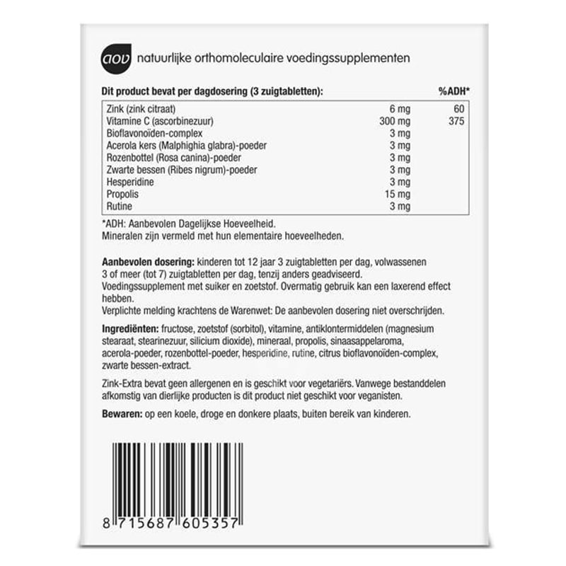 AOV Voedingssupplementen 534 Zinc Extra lozenges image