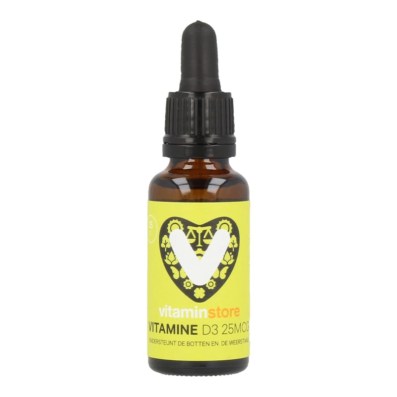 Vitaminstore Vitamine D3 Vloeibaar 25 mcg (1000 IE per 1 druppel) afbeelding