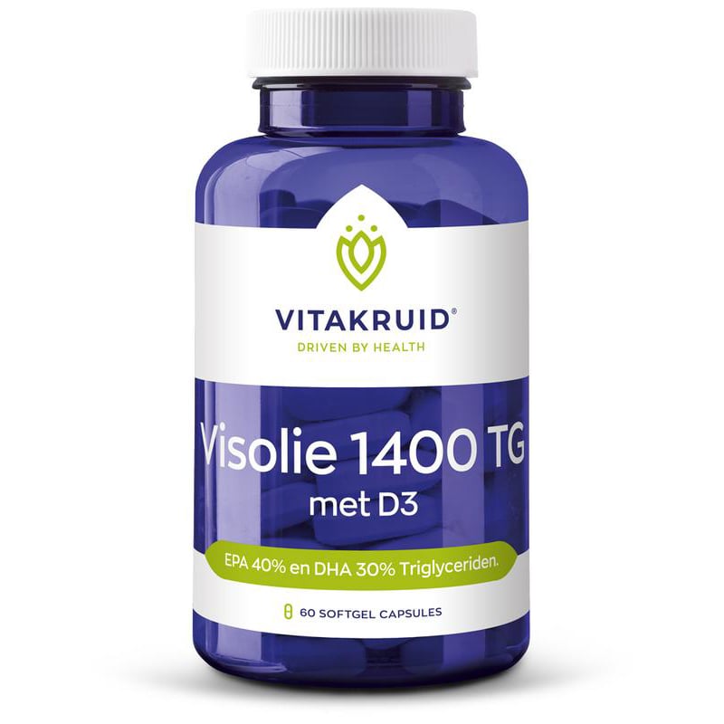 Vitakruid Visolie 1400 met D3 Triglyceriden EPA 40% DHA 30% afbeelding