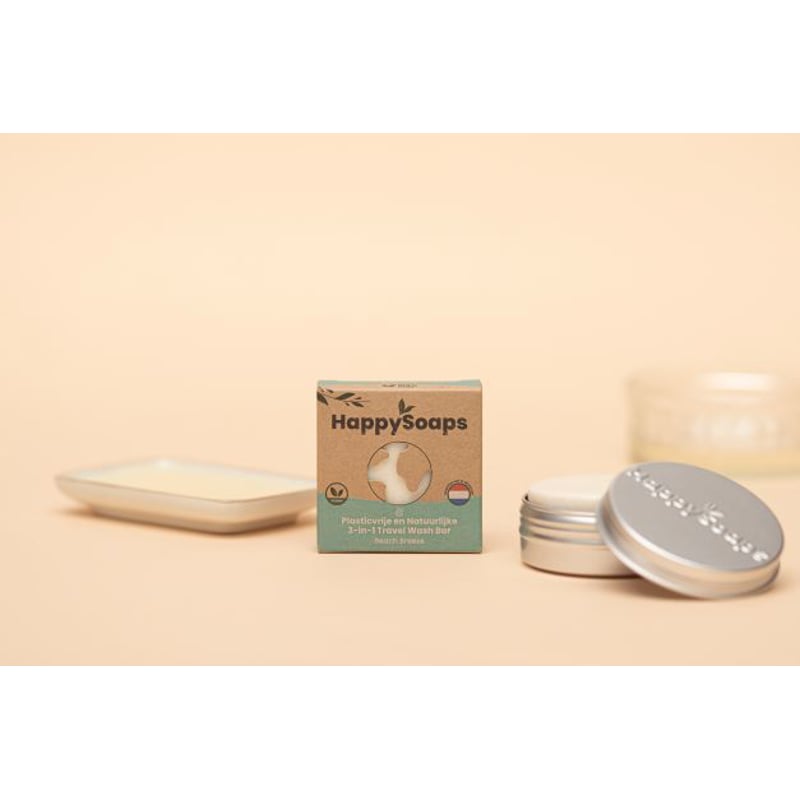 HappySoaps 3-in-1 Travel Wash Bar Beach Breeze afbeelding