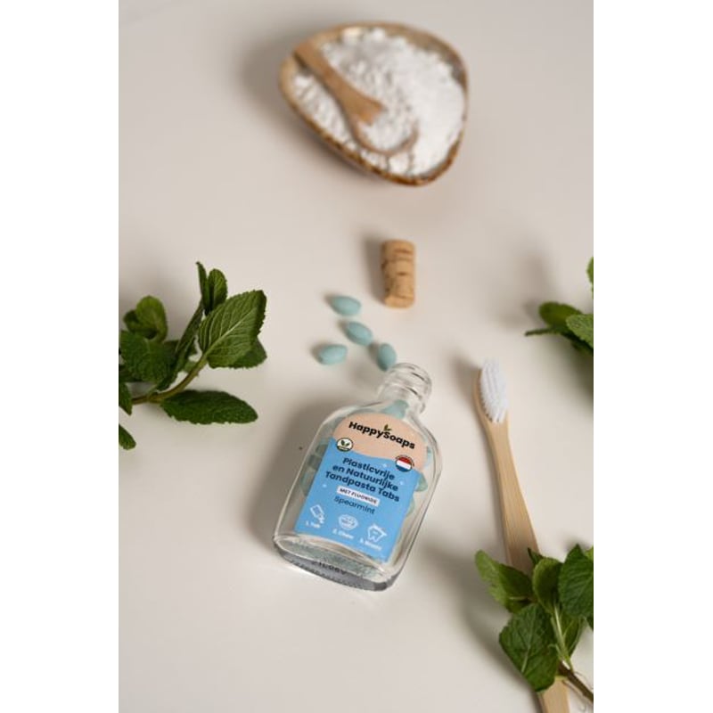 HappySoaps Tandpasta Tabs met Fluoride Spearmint afbeelding