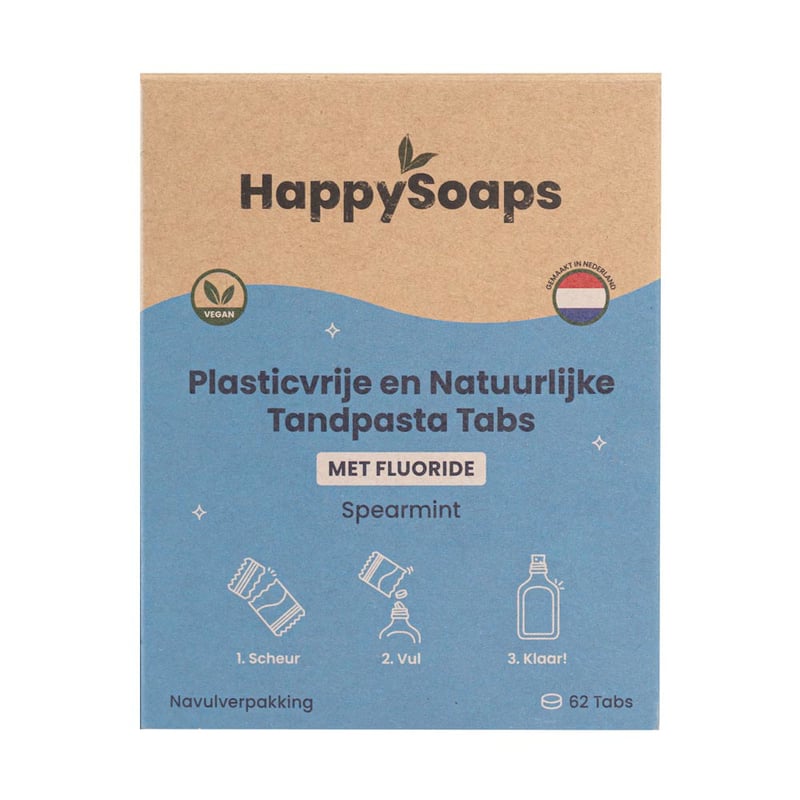 HappySoaps Toothpaste Tabs With Fluoride Spearmint Refill Pack image