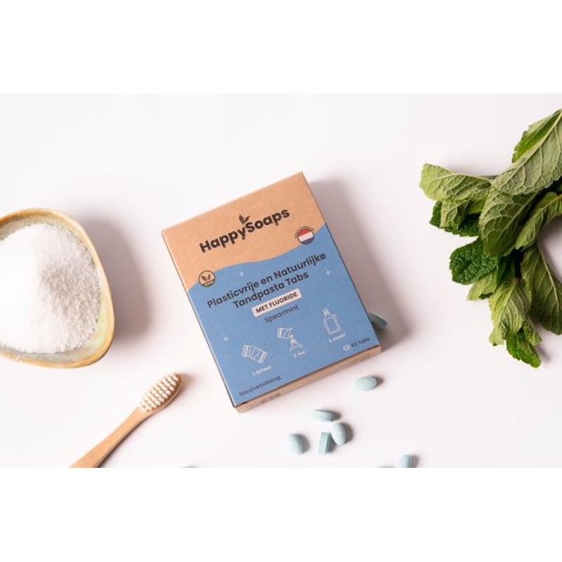 HappySoaps Toothpaste Tabs With Fluoride Spearmint Refill Pack image