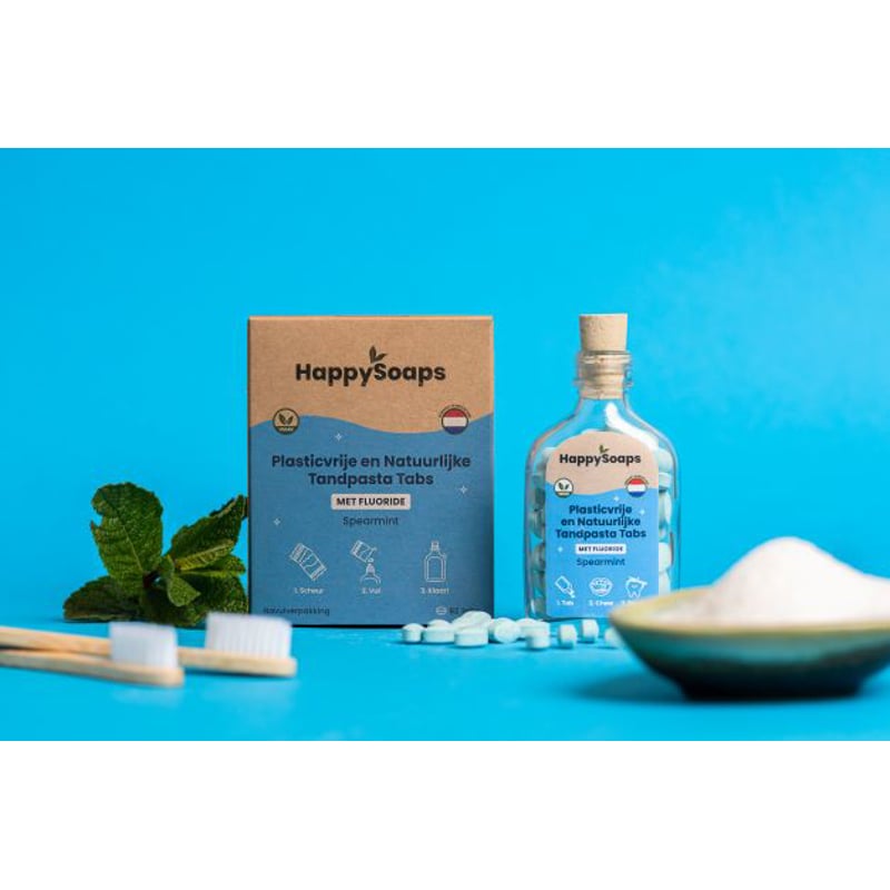 HappySoaps Toothpaste Tabs With Fluoride Spearmint Refill Pack image