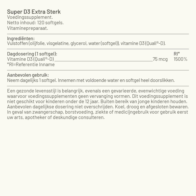Vitaminstore Super D3 Extra Sterk 75 mcg vitamine D afbeelding