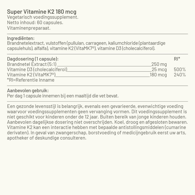 Vitaminstore Super Vitamine K2 180 mcg (menaquinon-7 met vitamine D3) afbeelding