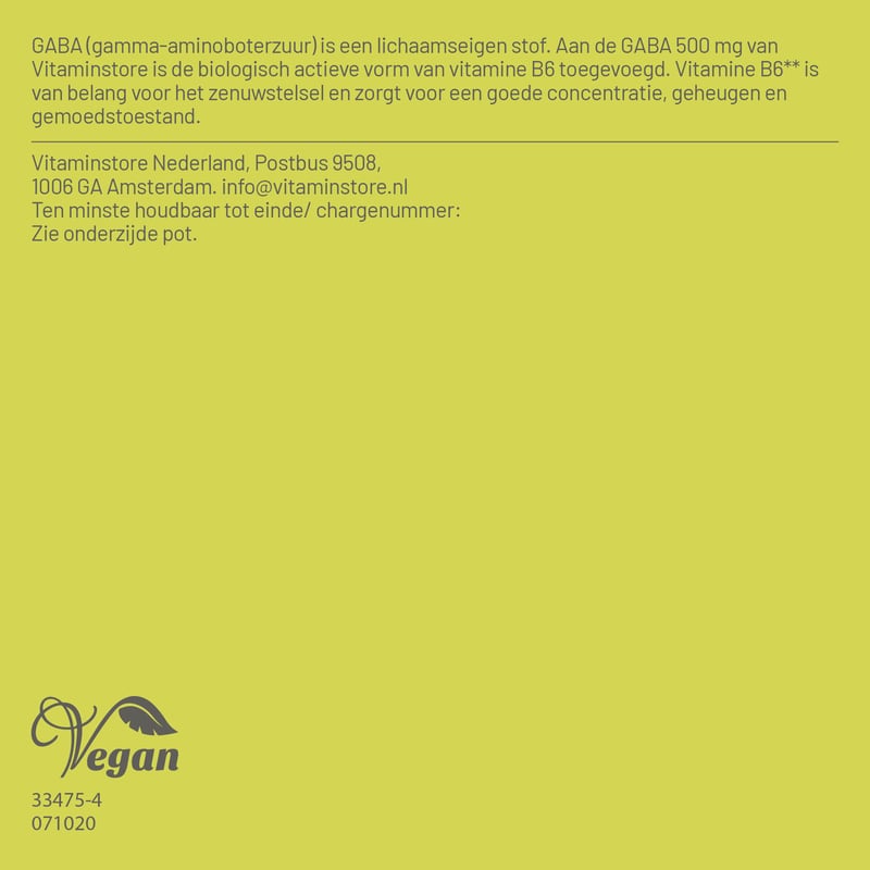 Vitaminstore GABA 500 mg afbeelding