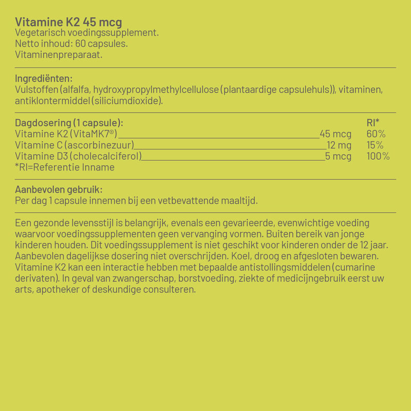 Vitaminstore Vitamine K2 45 mcg (VitaMK7) afbeelding