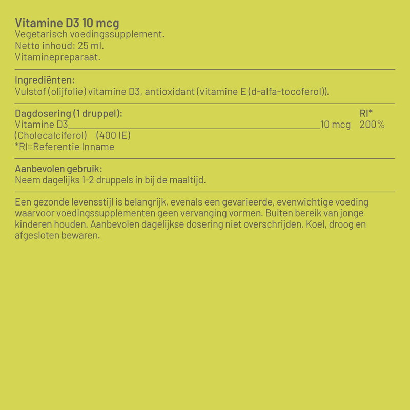 Vitaminstore Vitamine D3 vloeibaar 10 mcg (400 IE vitamine d druppels) afbeelding