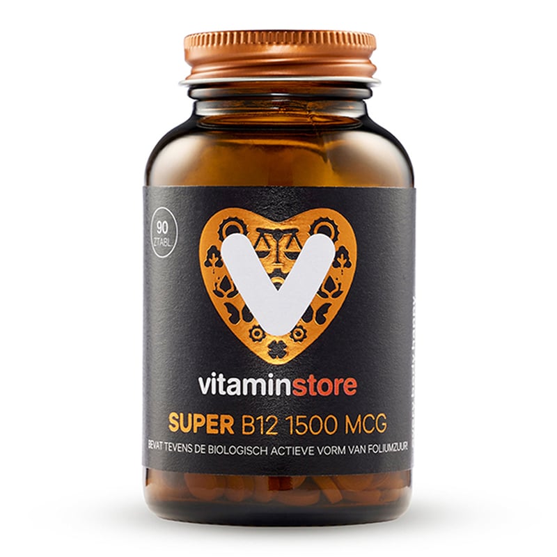 Vitaminstore Super vitamine B12 1500 mcg zuigtabletten met folaat afbeelding