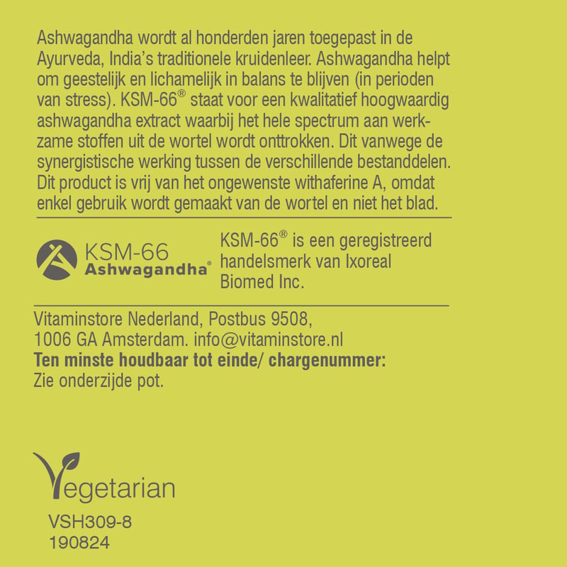 Vitaminstore Ashwagandha KSM-66® (ashwaganda) afbeelding