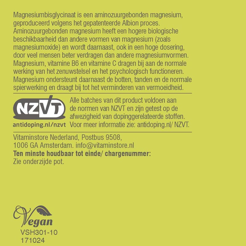 Vitaminstore Magnesium Bisglycinaat afbeelding