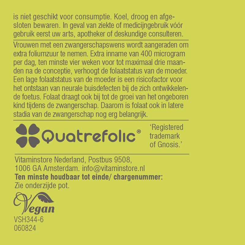 Vitaminstore Actief Foliumzuur (voorheen Folaat 400) afbeelding