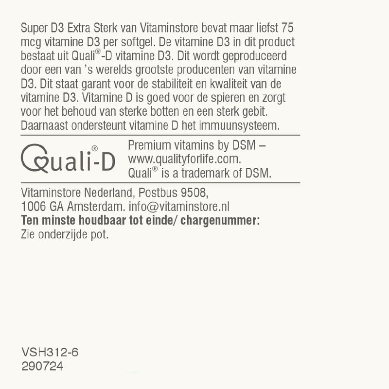 Vitaminstore Super D3 Extra Strong 75 mcg Vitamin D image