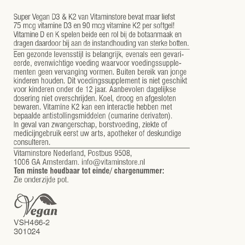 Vitaminstore Super Vegan D3 & K2 Abbildung