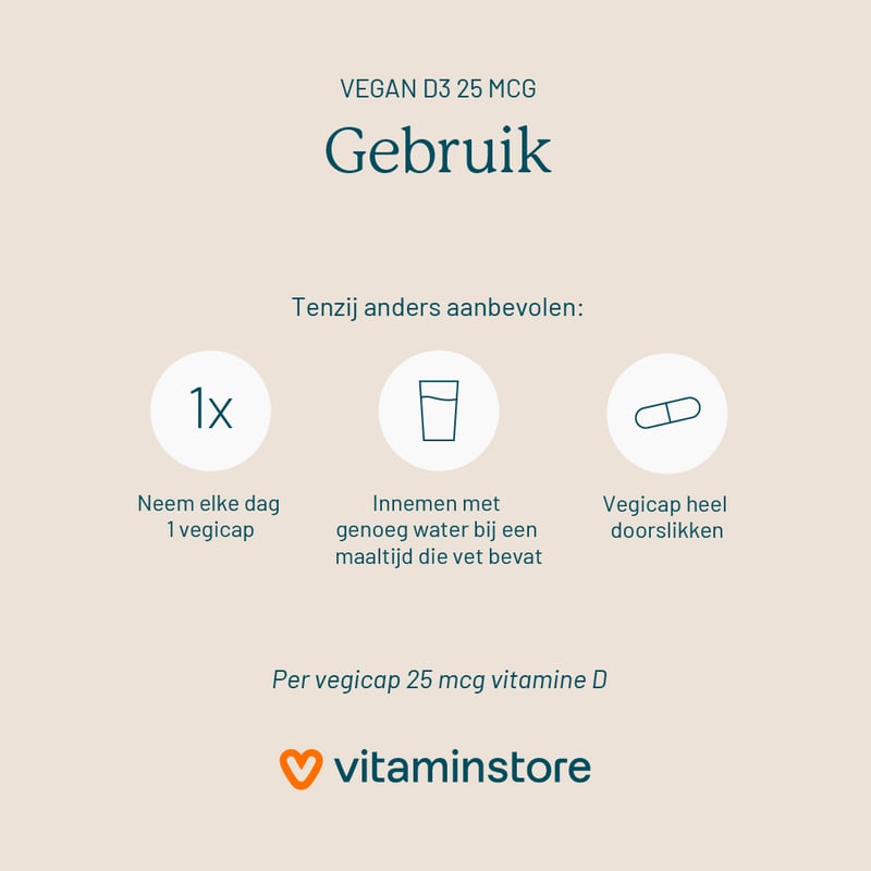Vitaminstore Vegan D3 25 mcg (vegane Vitamin D 1000 IE) Abbildung